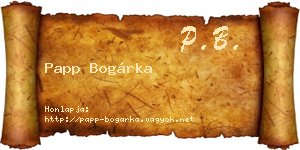 Papp Bogárka névjegykártya